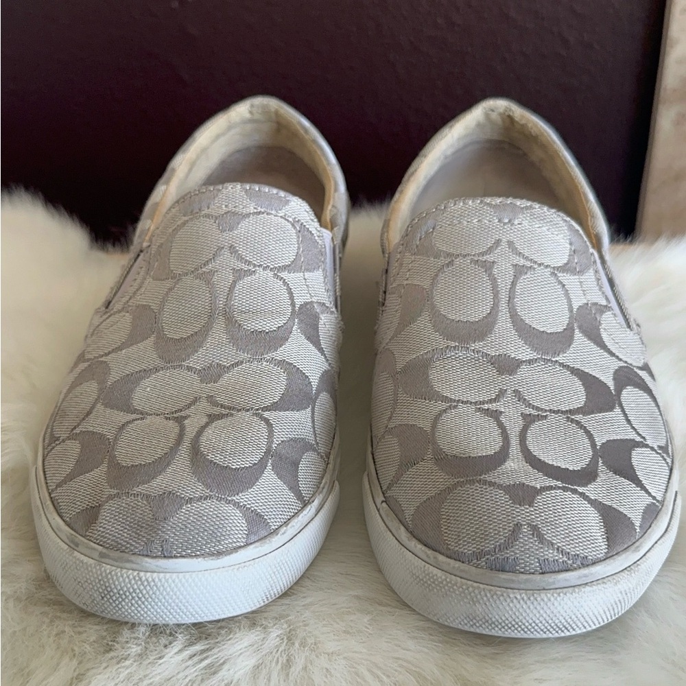 Coach Alegra Signature Jacquard Canvas Slip-On Sneakers. Wms. Sz. 8 1/2.